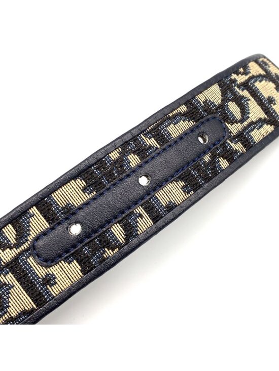 Dior Trotter Leather Canvas Navy Belt Gold main image 10
